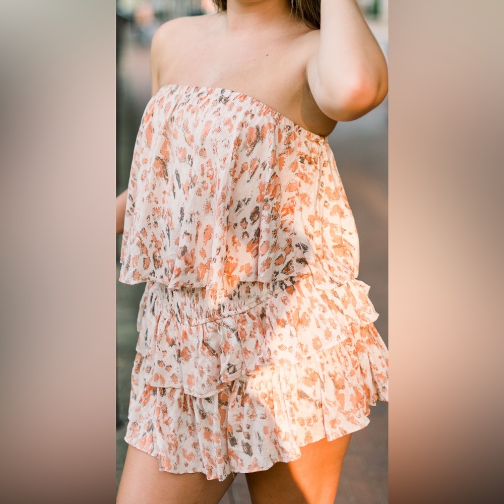 Mustard Seed Textured Rust and White Romper